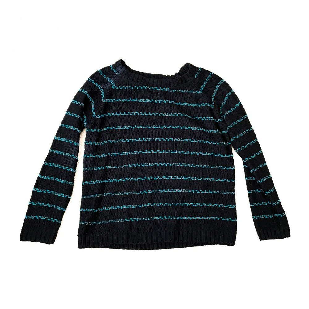Nordstrom - Black and Turquoise Stripe Sweater - S